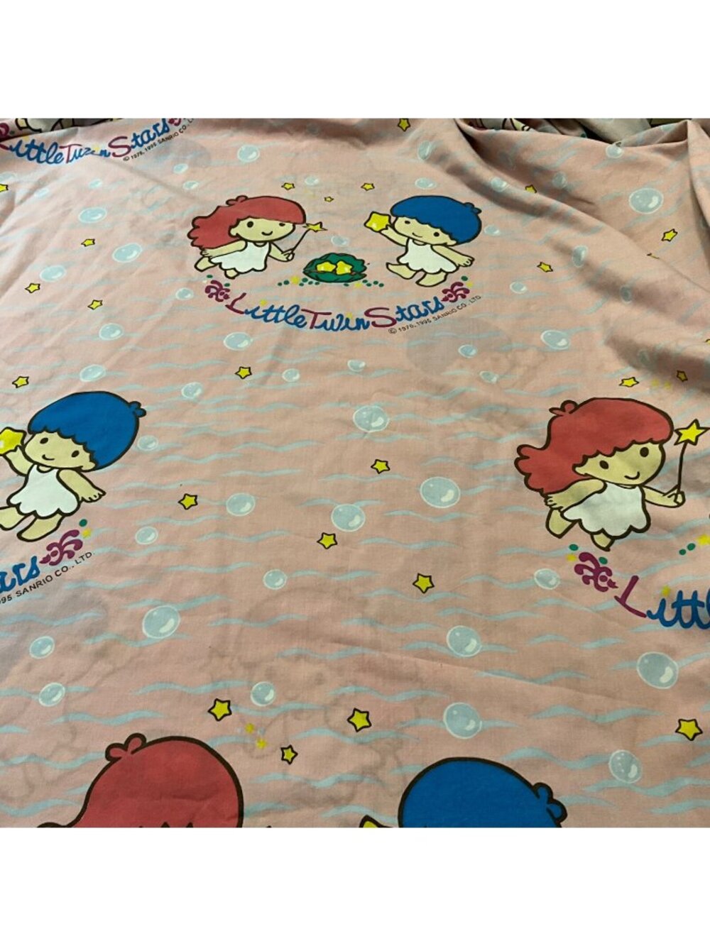 Sanrio Little Twin Stars Kiki & Lala Duvet Cover  Vintage 90s 71" x 86"